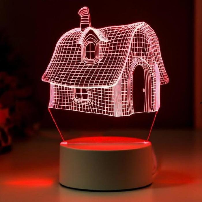 3D светильник «Сказочный домик» LED белый, 3 режима цвета - фото 1 - id-p211205148