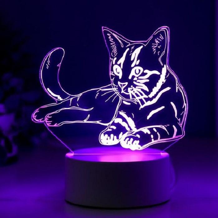 3D светильник «Котенок» LED белый, 3 режима цвета - фото 1 - id-p211205149