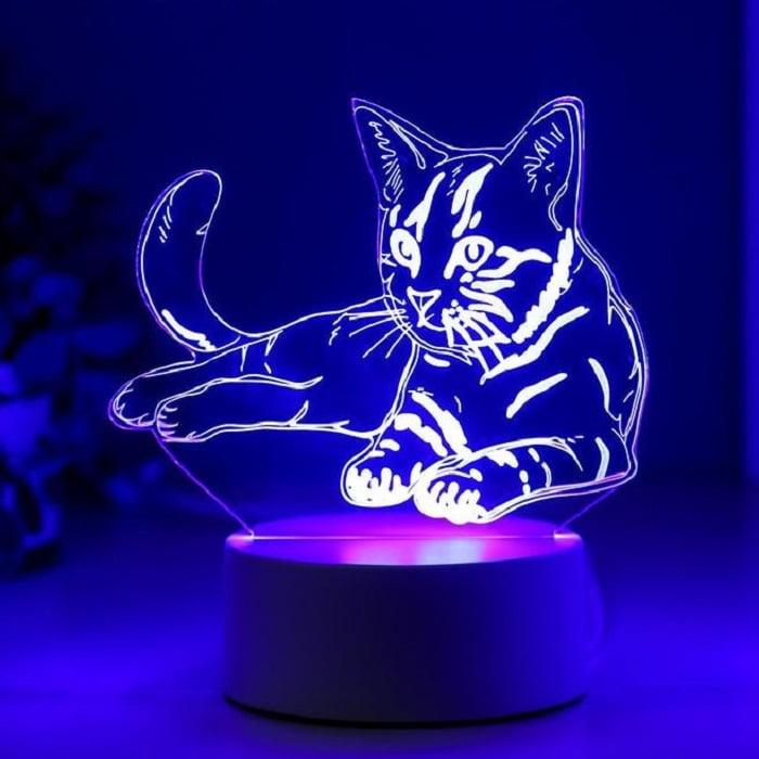 3D светильник «Котенок» LED белый, 3 режима цвета - фото 2 - id-p211205149