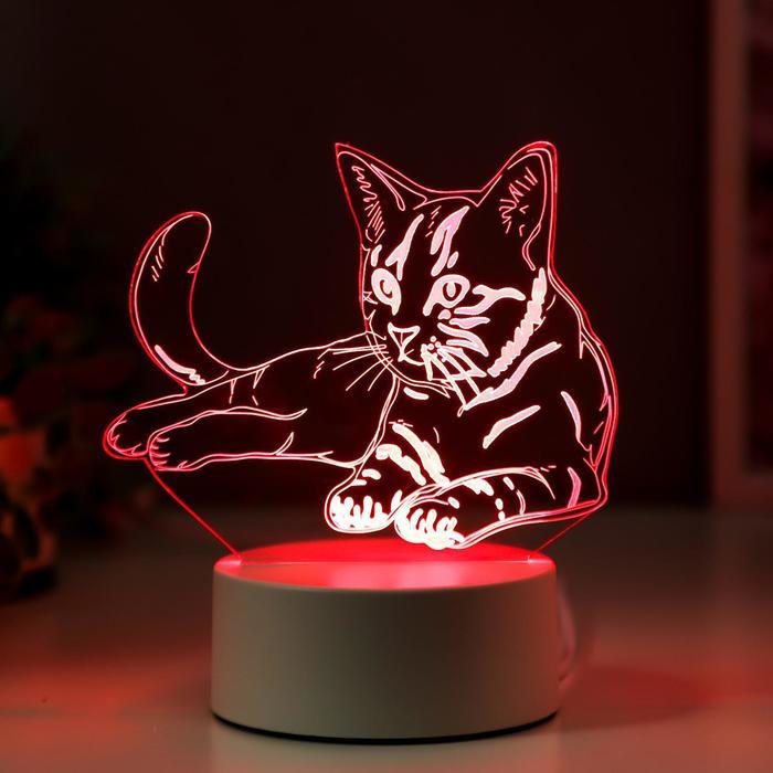 3D светильник «Котенок» LED белый, 3 режима цвета - фото 3 - id-p211205149