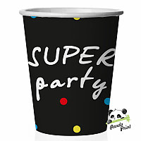 Стакан бум. 250 мл Друзья, Super Party, черный, 6 шт