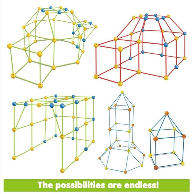 Детский конструктор Build Your Own Den 3D "Палатка + Создание объемных геометрических фигур" 87 деталей, 3+ - фото 8 - id-p189847310