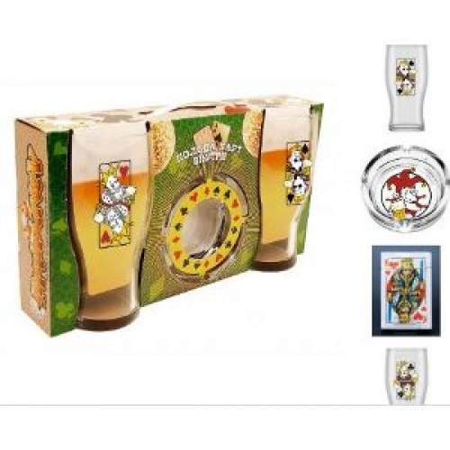 Набор подарочный азартный короли (2 бокала для пива+пепельница+колода карт),арт.дек-1219-д - фото 1 - id-p211265086