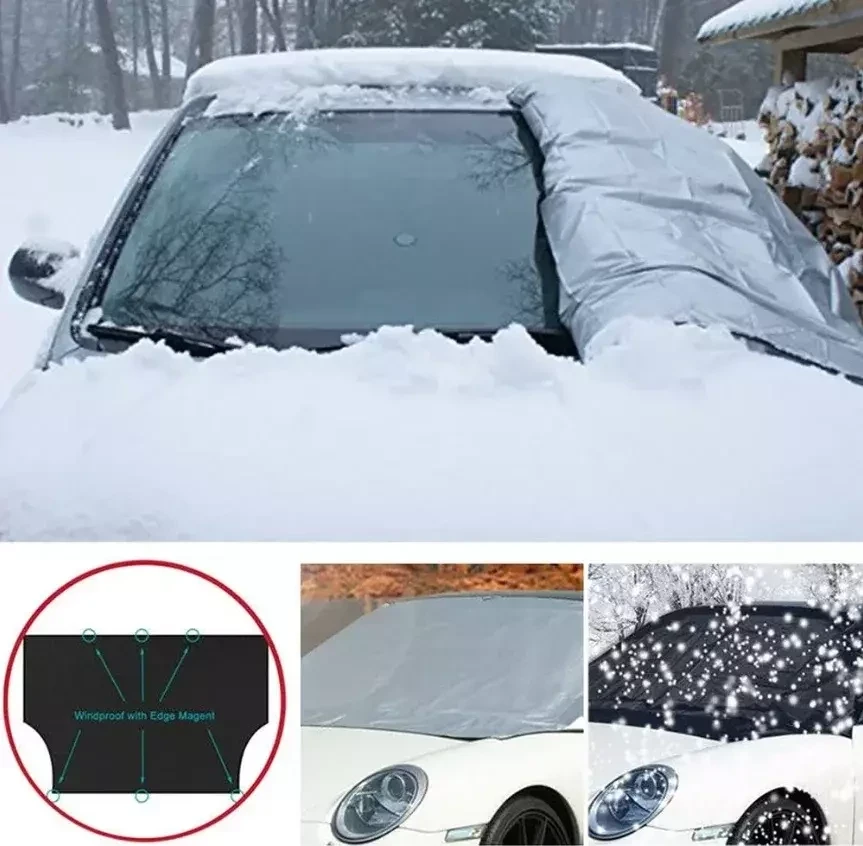 Защитный 2-сторонний чехол на магнитах на лобовое стекло Winter Windshield Cover 170 х 120 см (размер XL) - фото 1 - id-p211267884