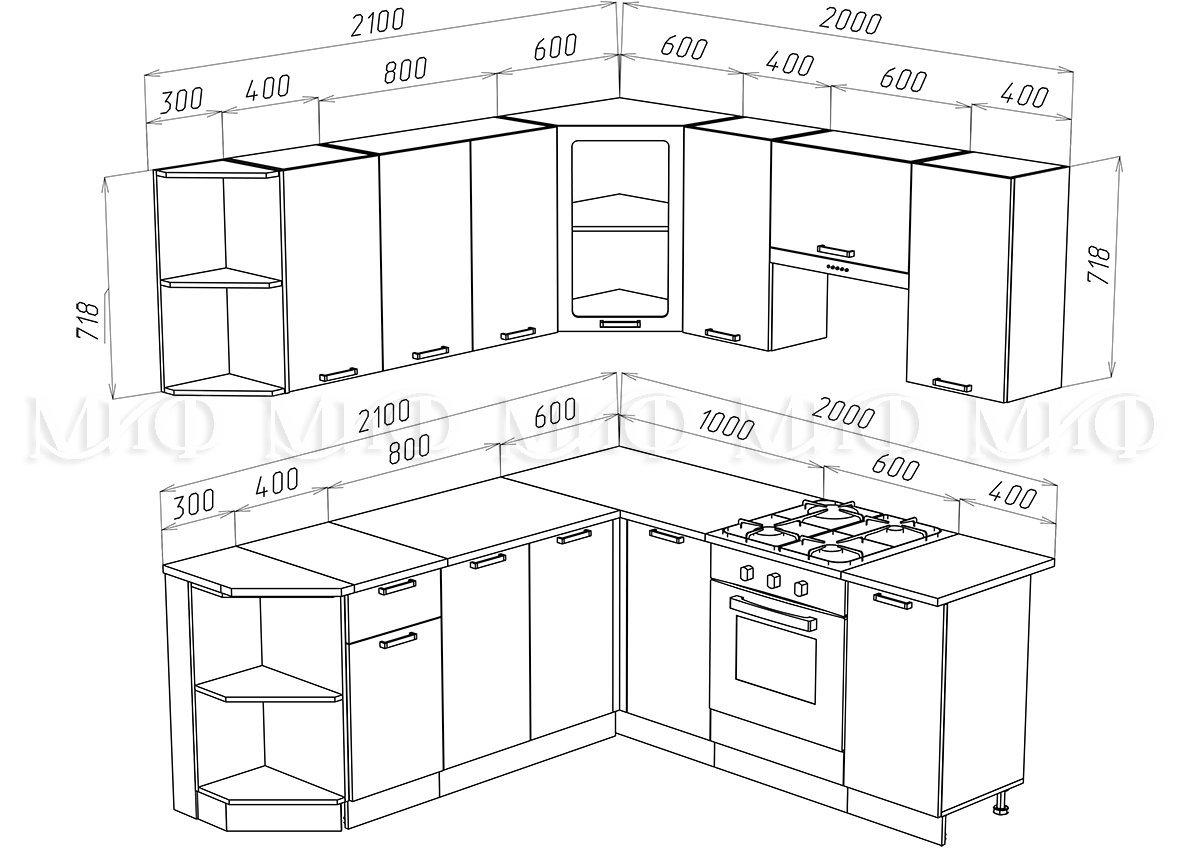 Кухня угловая Техно 2.1х2.0м - Салатовый металлик (МИФ) - фото 2 - id-p204372702