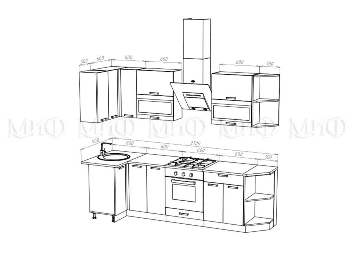 Кухонный гарнитур угловой Техно 0.9х2.7м - Компоновка 2 - Белый снег софт/Ультрамарин софт (МИФ) - фото 2 - id-p172695592