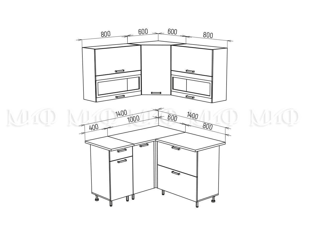 Кухонный гарнитур угловой Техно 1.4х1.4м - Компоновка 2 - Белый снег софт/Слива софт (МИФ) - фото 2 - id-p172695589