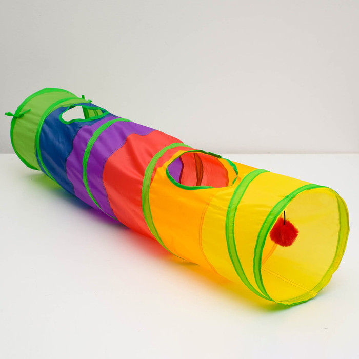 Туннель для кошек с игрушкой, 120 х 25 см, разноцветный - фото 4 - id-p211270755