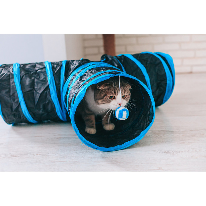 Туннель для кошек шуршащий "Тройник", 80 см, диаметр трубы 25 см, микс цветов - фото 9 - id-p211270756