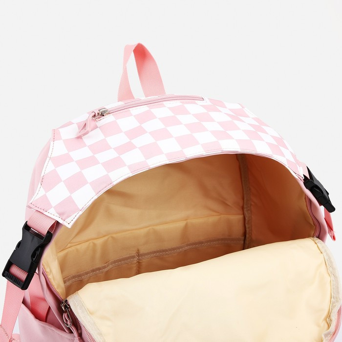 Рюкзак на молнии, 5 наружных карманов, цвет розовый - фото 4 - id-p211270747