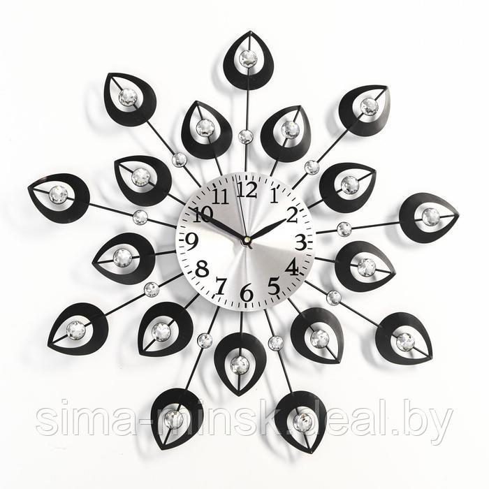 Часы настенные, серия: Ажур, "Чёрные лепестки", плавный ход, d-15 см, 47 х 47 см - фото 1 - id-p211270729