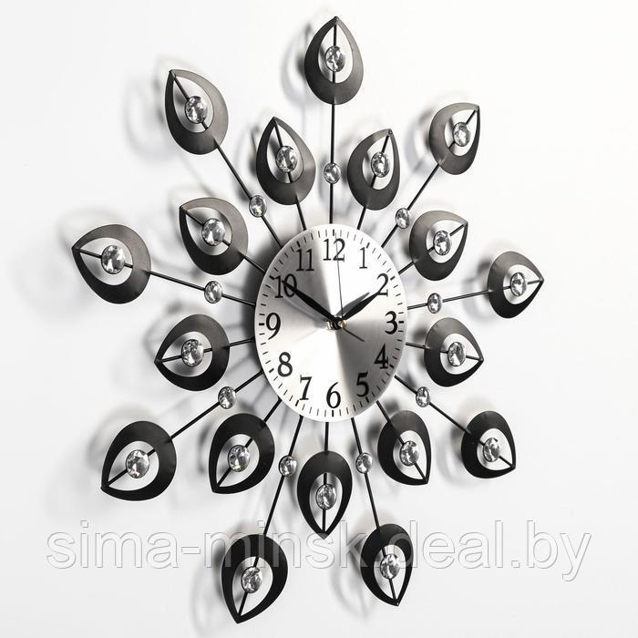 Часы настенные, серия: Ажур, "Чёрные лепестки", плавный ход, d-15 см, 47 х 47 см - фото 2 - id-p211270729