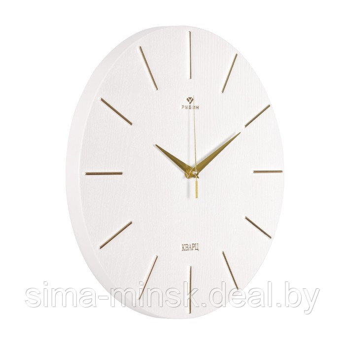 Часы настенные, серия: Классика, плавный ход, d-30 см, белые с золотом - фото 2 - id-p211270952