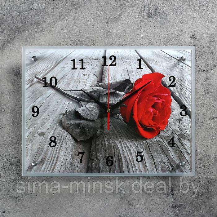 Часы настенные, серия: Цветы, "Красная роза", 30х40 см - фото 1 - id-p211270961