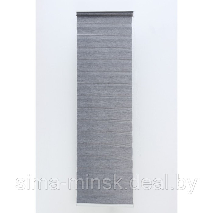 Штора рулонная «День-ночь» под лен, 90×180 см (с учётом креплений 3,5 см), цвет серый - фото 2 - id-p211272185