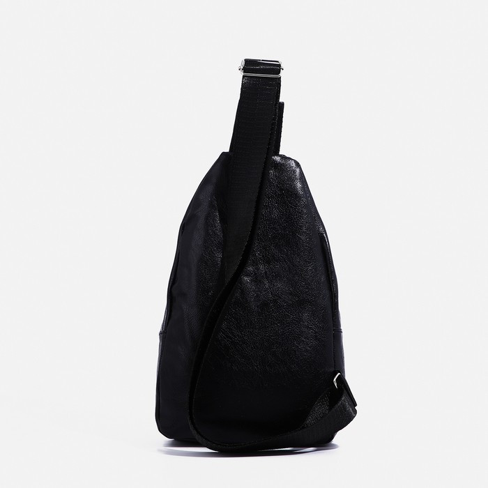 Рюкзак-слинг на молнии, 2 наружных кармана, цвет чёрный - фото 3 - id-p211272112