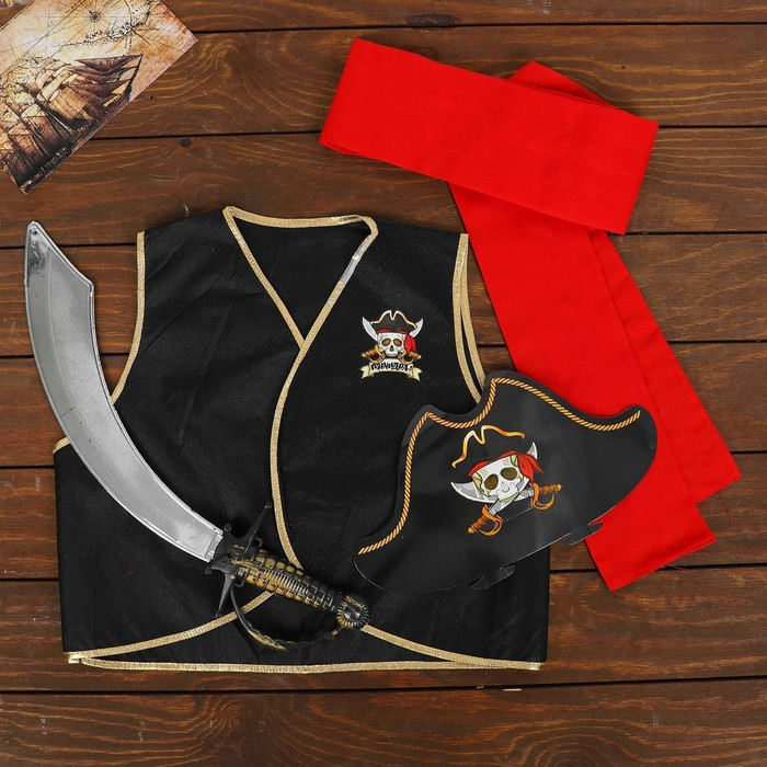 Карнавальный костюм «Полундра», жилетка, шляпа, пояс, меч - фото 3 - id-p211273451