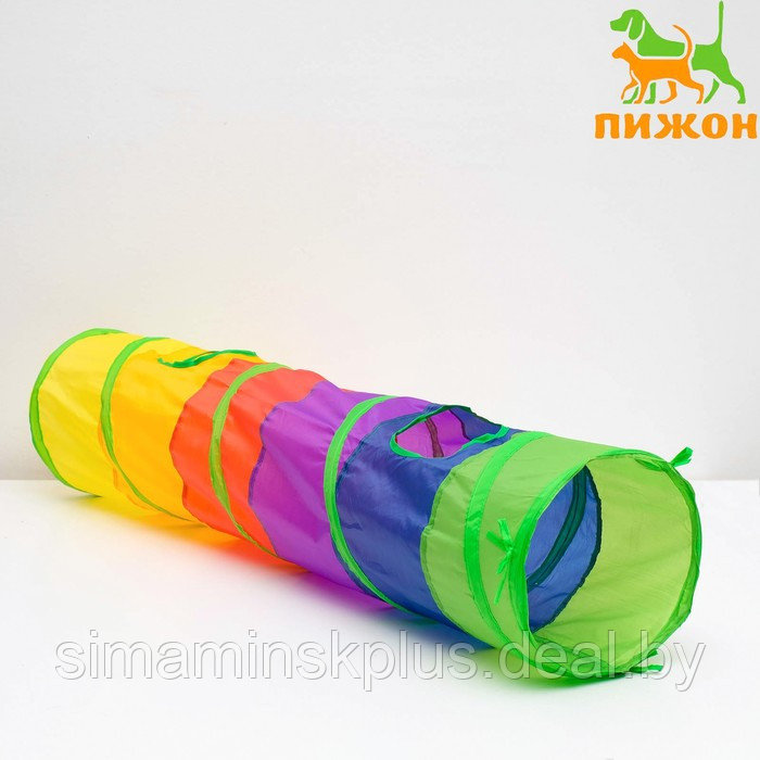 Туннель для кошек с игрушкой, 120 х 25 см, разноцветный - фото 1 - id-p211272358