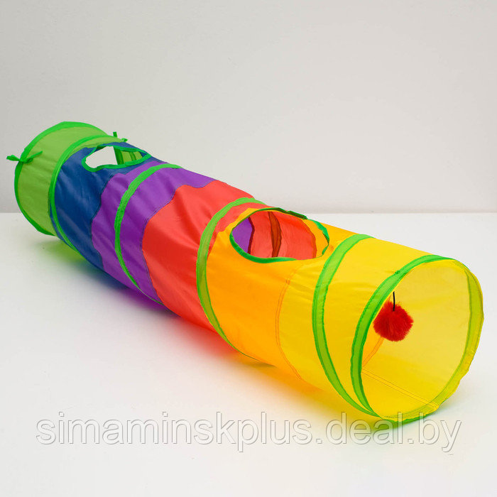 Туннель для кошек с игрушкой, 120 х 25 см, разноцветный - фото 4 - id-p211272358