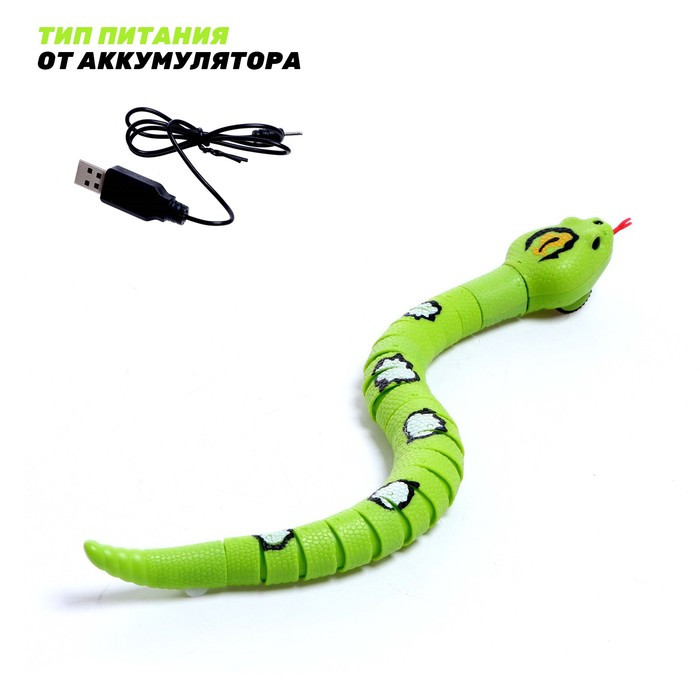 Змея радиоуправляемая «Джунгли», работает от аккумулятора, цвет зеленый - фото 3 - id-p211274985