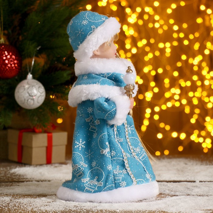Снегурочка "Голубая шубка, с посохом" с подсветкой, двигается 30 см - фото 4 - id-p211274637