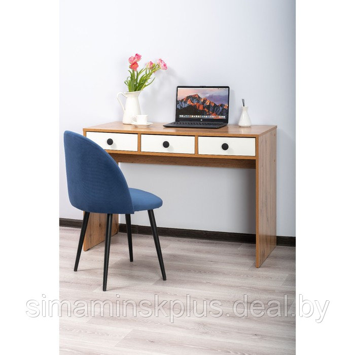 Стол рабочий Neoletta, 3 ящика, 1100×500×750 мм, цвет белое тиснение / дуб вотан - фото 1 - id-p211274583