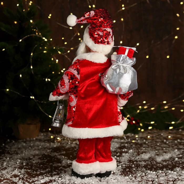 Дед Мороз "В полосатом жилете" музыка шевелит головой, 43 см, красный - фото 3 - id-p211274679