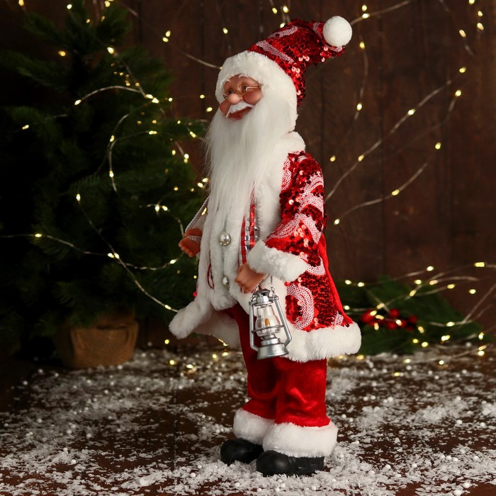Дед Мороз "В полосатом жилете" музыка шевелит головой, 43 см, красный - фото 4 - id-p211274679