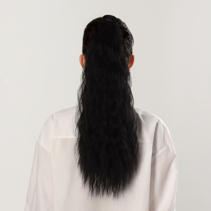Хвост накладной, волнистый волос, на резинке, 60 см, 100 гр, цвет чёрный(#SHT3) - фото 2 - id-p211276578