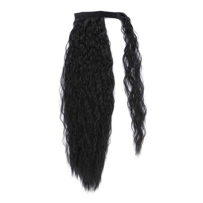 Хвост накладной, волнистый волос, на резинке, 60 см, 100 гр, цвет чёрный(#SHT3) - фото 3 - id-p211276578