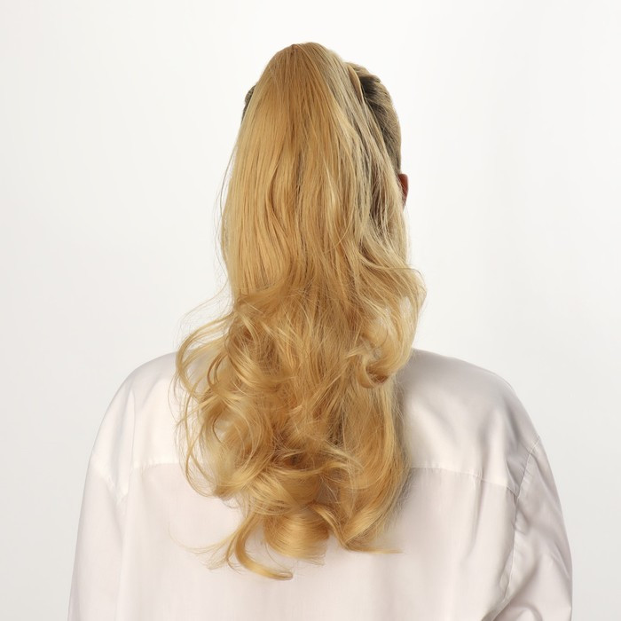 Хвост накладной, волнистый волос, на крабе, 40 см, 150 гр, цвет блонд(#HTY22) - фото 2 - id-p211276584