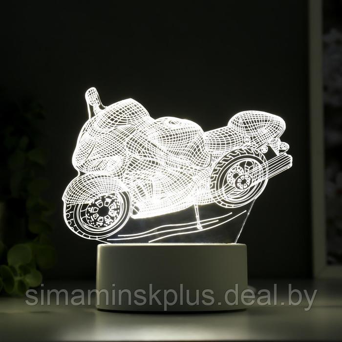 Светильник "Гоночный мотоцикл" LED белый от сети 9,5х16х14 см - фото 3 - id-p211275885
