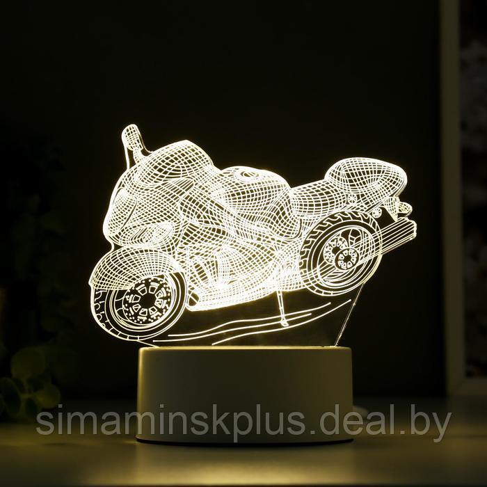 Светильник "Гоночный мотоцикл" LED белый от сети 9,5х16х14 см - фото 4 - id-p211275885