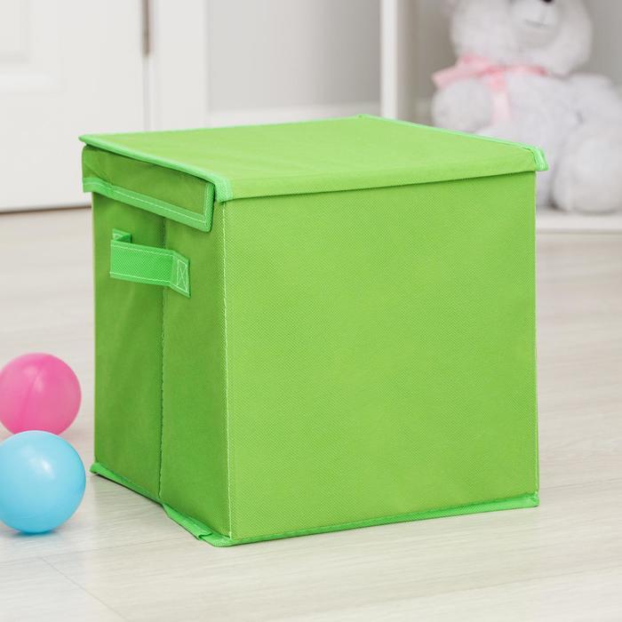 Короб стеллажный для хранения с крышкой «Обезьянка», 25×25×25 см, цвет зелёный - фото 3 - id-p211275316