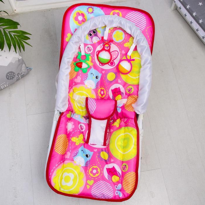 Шезлонг-качалка для новорождённых «Цветы», игровая дуга, съёмные игрушки МИКС - фото 6 - id-p211276473