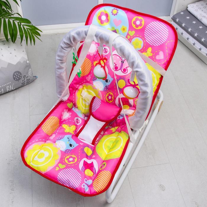 Шезлонг-качалка для новорождённых «Цветы», игровая дуга, съёмные игрушки МИКС - фото 10 - id-p211276473