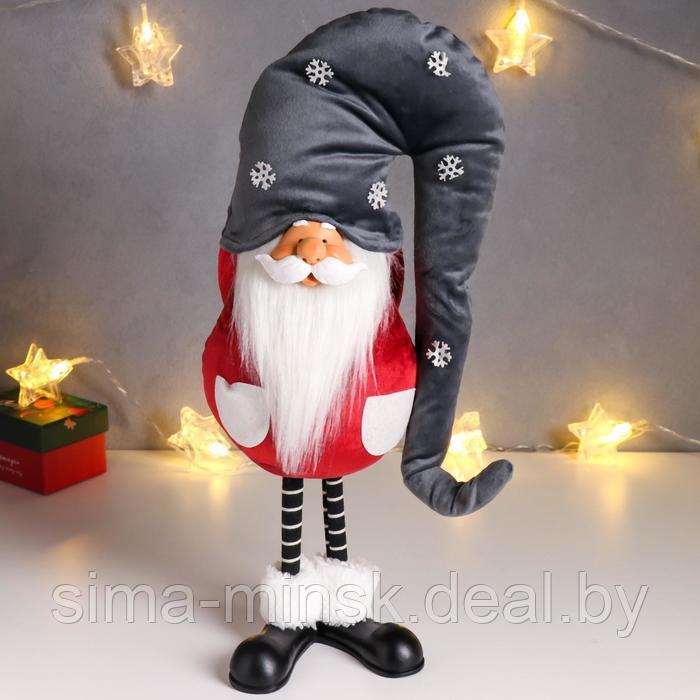 Кукла интерьерная "Дед Мороз в бордовом кафтане, в сером колпаке со снежинками" 42х13х18 см 626011 - фото 1 - id-p211275221