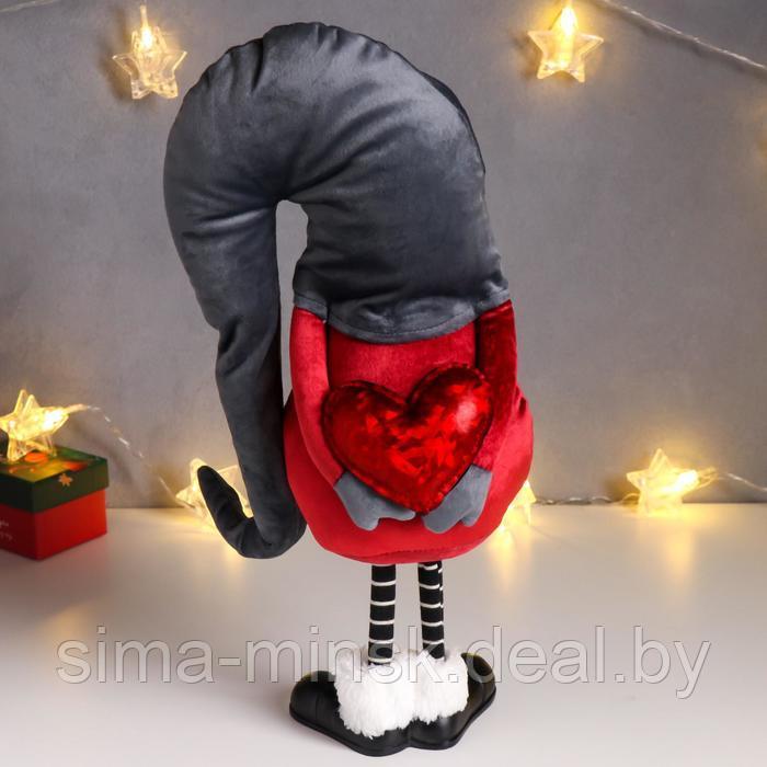 Кукла интерьерная "Дед Мороз в бордовом кафтане, в сером колпаке со снежинками" 42х13х18 см 626011 - фото 3 - id-p211275221