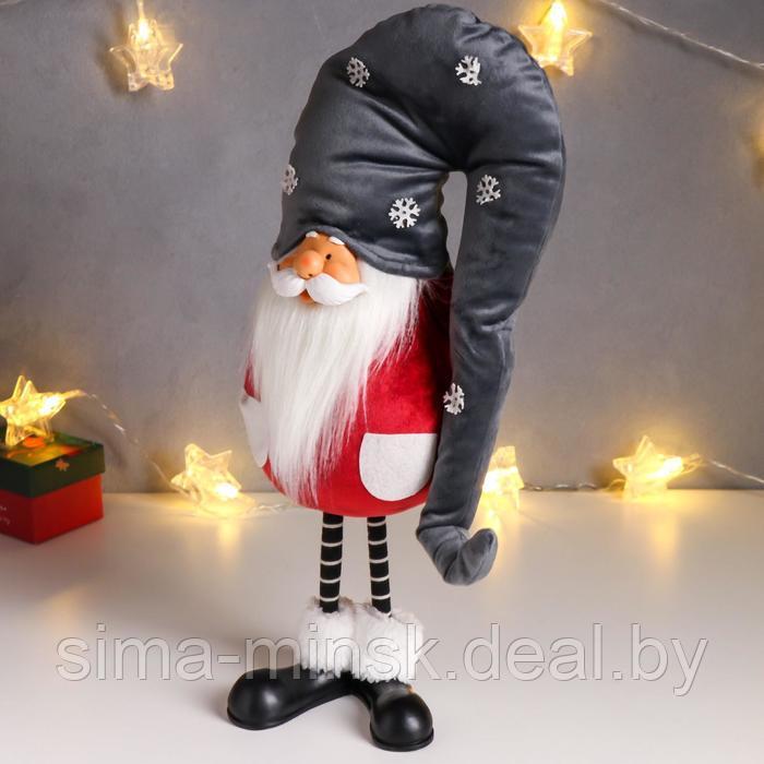 Кукла интерьерная "Дед Мороз в бордовом кафтане, в сером колпаке со снежинками" 42х13х18 см 626011 - фото 4 - id-p211275221