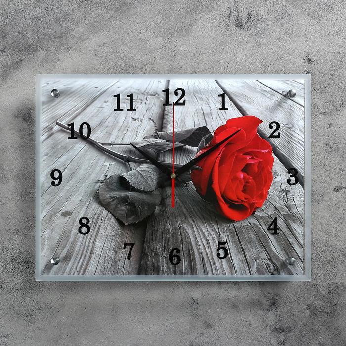 Часы настенные, серия: Цветы, "Красная роза", 30х40 см - фото 1 - id-p211275744