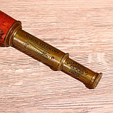 Подзорная труба с гравировкой 43 см, латунь, кожа, фото 5