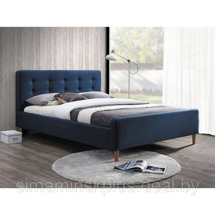 Кровать Мира с высоким изножьем 900х2000 Синий велюр - фото 1 - id-p211274946