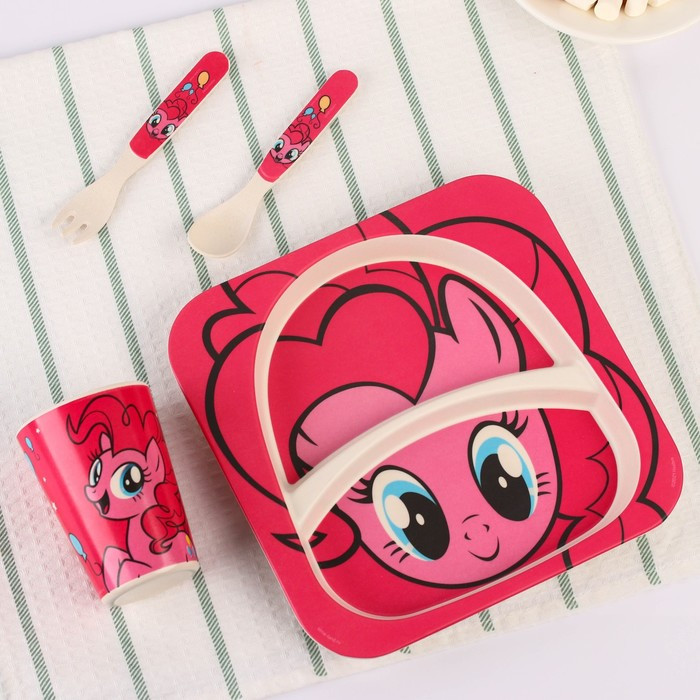 Набор детской бамбуковой посуды, 4 предмета, розовый My Little Pony в пакете - фото 4 - id-p211276532