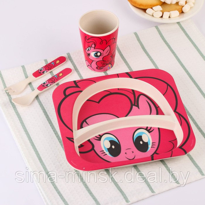 Набор детской бамбуковой посуды, 4 предмета, розовый My Little Pony в пакете - фото 3 - id-p211277975