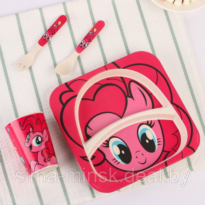 Набор детской бамбуковой посуды, 4 предмета, розовый My Little Pony в пакете - фото 4 - id-p211277975