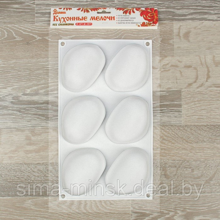 Форма силиконовая для муссовых десертов и выпечки Доляна «Стоун», 30×18×3 см, 6 ячеек, 9,5×7 см, цвет белый - фото 4 - id-p211278054
