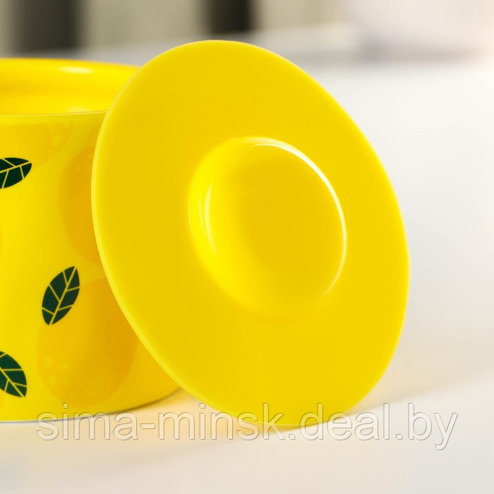 Кружка керамическая с силиконовой крышкой Доляна «Лимон», 350 мл, цвет жёлтый - фото 3 - id-p211278185