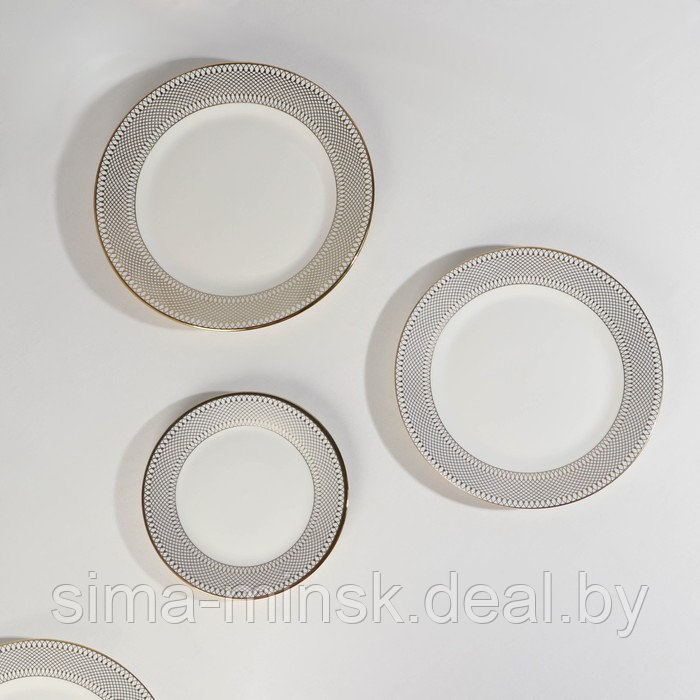 Набор тарелок фарфоровых Royal, 3 предмета: d=18/23/25,5 см, цвет белый - фото 4 - id-p211278305