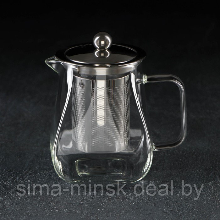 Чайник стеклянный заварочный с металлическим ситом «Бингли», 500 мл - фото 1 - id-p211278379