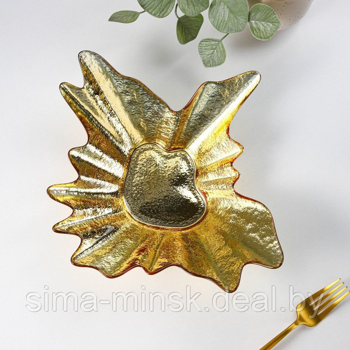 Тарелка стеклянная сервировочная «Рени», 30×7,5 см, цвет золотой - фото 2 - id-p211278444